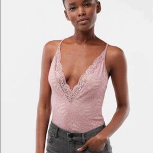 NWT Express Lace Cross-back Thong Bodysuit